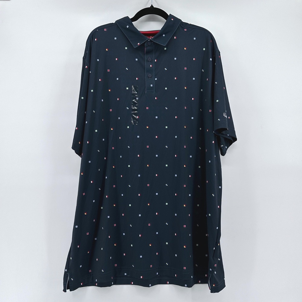Walter Hagen Mens P11 Print Polo XXL Sailing Geo Navy Golf Shirt MGA11567